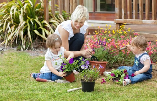Landscaping work improving a Teddington garden with planting and paving